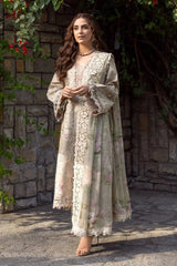 ELAF-3PC DHANAK CHIKAN EMBROIDERED SHIRT WITH WOOL PRINTED EMB SHAWL AND TROUSER-W.J-5101