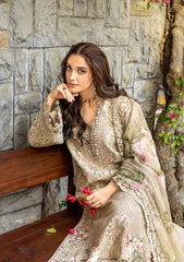 ELAF-3PC DHANAK CHIKAN EMBROIDERED SHIRT WITH WOOL PRINTED EMB SHAWL AND TROUSER-W.J-5101