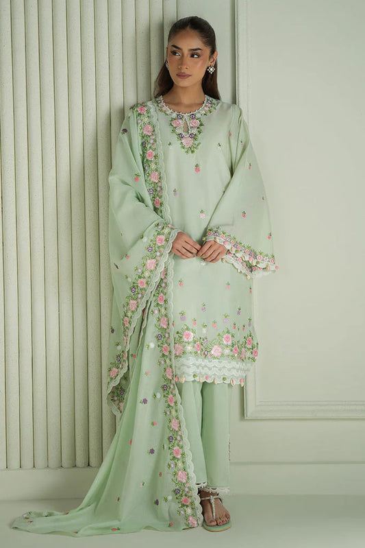 CROSS STITCH-3PC LAWN EMBROIDERED SHIRT WITH MONARK EMBROIDERED DUAPATTA AND TROUSER-W.J-1648