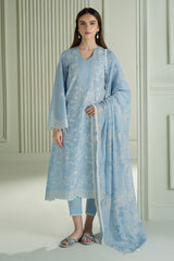 CROSS STITCH-3PC DHANAK EMBROIDERED SHIRT WITH WOOL DIGITAL PRINTED SHAWL AND TROUSER-W.J-4109