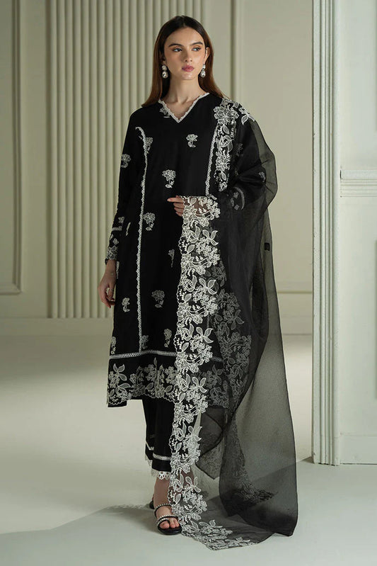CROSS STITCH-3PC LAWN EMBROIDERED SHIRT WITH KHAADI NET EMBROIDRERD DUPATTA & TROUSER-W.J-1739