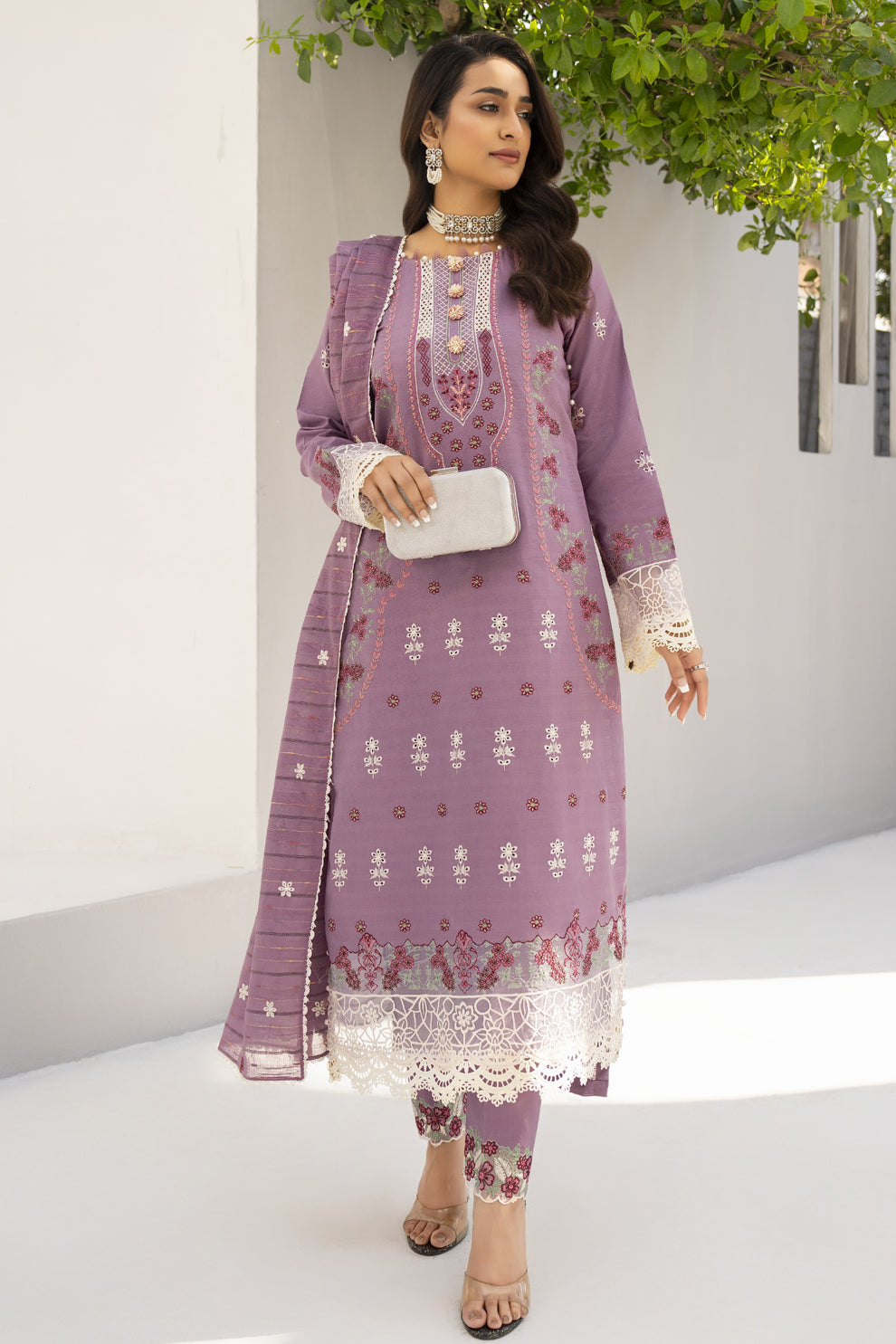 WearJora-3PC LAWN EMBROIDERED SHIRT WITH LAWN EMBROIDERED READY TO WEAR DUPATTA-W.J-1614