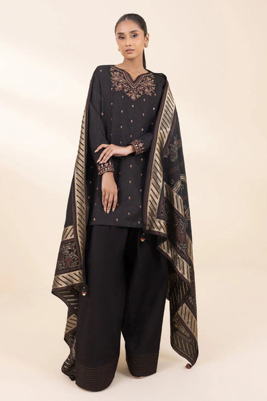 SAPPHIRE- 3PC DHANAK EMBROIDERED SHIRT WITH WOOL PRINT SHAWL AND TROUSER-W.J-1307