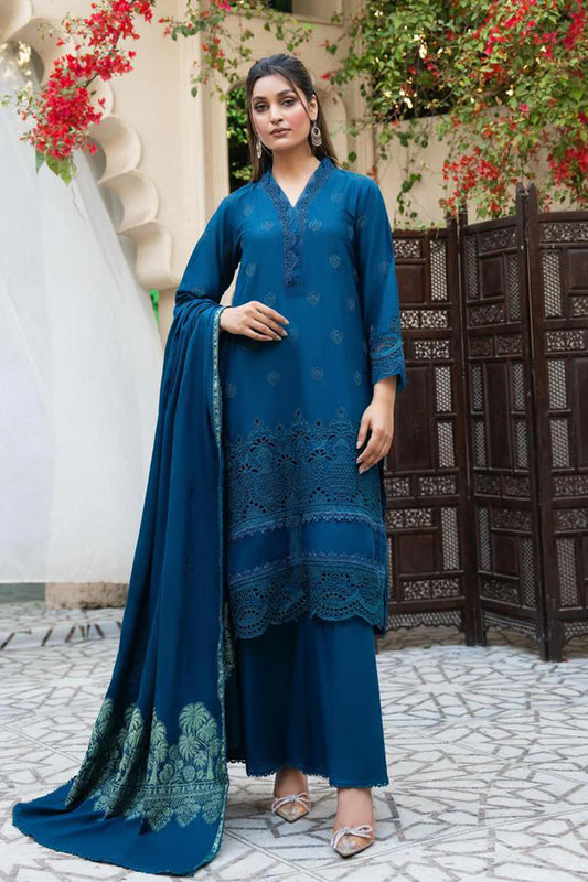 MIRAKHI-3PC LAWN CHIKENKARI EMBROIDERED SHIRT WITH LAWN JACQUARD PRINT DUPATTA-W.J-1697