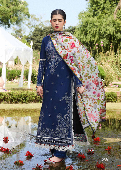 AYAN SAFFANA-3PC VISCOUS EMBROIDRED SHIRT WITH COUTURE PRINT SHAWL AND TROUSER-W.J-1252