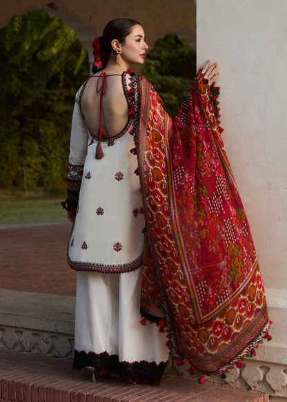 HUSSAIN REHAR- 3PC LAWN EMBROIDERED SHIRT WITH MONARK PRINT DUPATTA & TROUSER-W.J-1538