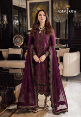 ASIM JOFA-3PC DHANAK EMBROIDERED SHIRT WITH DHANAK EMBROIDERED SHAWL & DHANAK TOUSER-W.J-4291