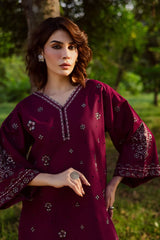 BATIK-2PIECE DHANAK EMBROIDERED SHIRT WITH DHANAK EMB TROUSER-WJ-15087