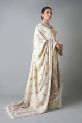 BAREEZE-3PC KARANDI EMBROIDERED SHIRT WITH KARANDI EMBROIDERED SHAWL AND KARANDI TROUSER-W.J-5254