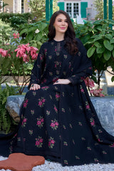 BAREEZE-3PC DHANAK EMBROIDERED SHIRT WITH DHANAK EMBROIDERED SHAWL AND TROUSER-W.J-5296