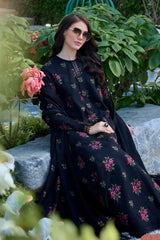 BAREEZE-3PC DHANAK EMBROIDERED SHIRT WITH DHANAK EMBROIDERED SHAWL AND TROUSER-W.J-5296