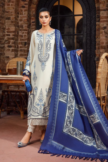 MARIA B -3PC KHADDAR HEAVY EMBROIDERED SHIRT WITH WOOL PRINT SHAWL AND TROUSER-W.J-1790