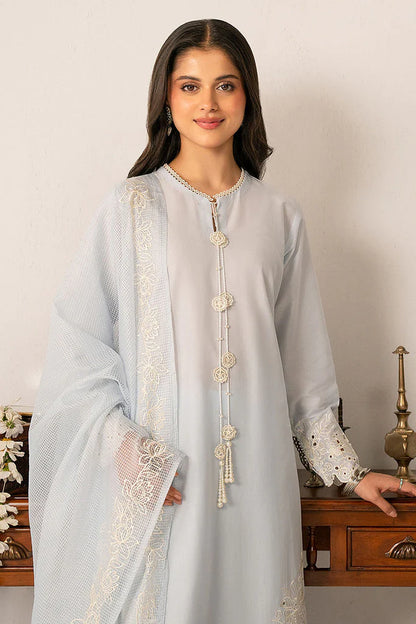 CROSS STITCH-3PC LAWN EMBROIDERED SHIRT WITH KHAADI NET EMBROIDRERD DUPATTA & TROUSER-W.J-1740