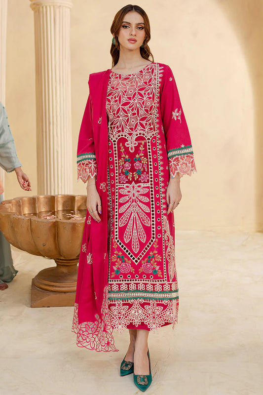 JAZMIN-3PC LAWN LASER EMBROIDERED SHIRT WITH LAWN LASER EMBROIDERED READY TO WEAR DUPATTA-W.J-1623