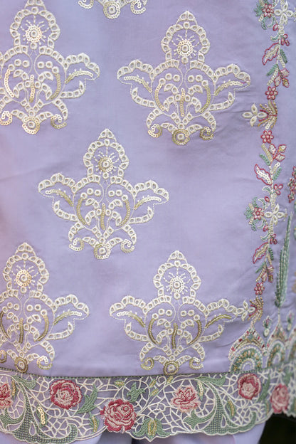 MIRAKHI-3PC LAWN EMBROIDERED SHIRT WITH KHAADI NET EMB DUPATTA & TROUSER-W.J-1764