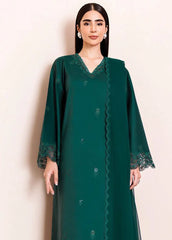SERAN-3PC DHANAK EMBROIDERED SHIRT WITH SILK EMBROIDERED DUPATTA AND TROUSER-W.J-5196
