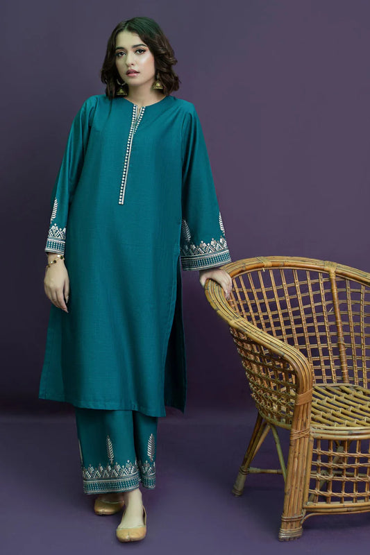 URGE-2PC DHANAK EMBROIDERED SHIRT AND EMBROIDRED TROUSER-W.J-113