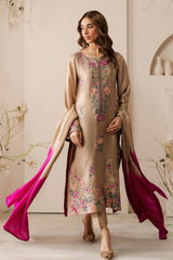 VINTAGE-3PC LAWN EMBROIDERED SHIRT WITH CHIFFON TYE&DYE DUPATTA AND TROUSER-W.J-4768