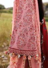 HUSSAIN REHAR-3PC DHANAK EMBROIDERED SHIRT WITH WOOL PRINT SHAWL AND EMB TROUSER_W.J-5160
