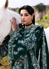 HUSSAIN REHAR-3PC KARANDI EMBROIDERED SHIRT WITH KARANDI EMBROIDERED SHAWL AND TROUSER-W.J-5249