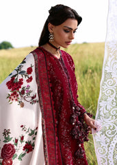 HUSSAIN REHAR-3PC KARANDI EMBROIDERED SHIRT WITH WOOL PRINTED SHAWL AND TROUSER-W.J-5215