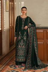 AFROZEH-3PC KARANDI EMBROIDERED SHIRT WITH KARANDI EMB SHAWL AND TROUSER-W.J-5195