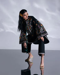 HUSSAIN REHAR-3PC DHANAK EMBROIDERED SHIRT WITH COUTRAI PRINTED SHAWL AND TROUSER-W.J-5237