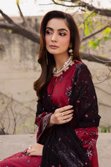 BATIK-3PC DHANAK EMBROIDERED SHIRT WITH CHIFFON TYE&DYE EMBROIDERED DUPATTA AND EMB TROUSER-W.J-5107