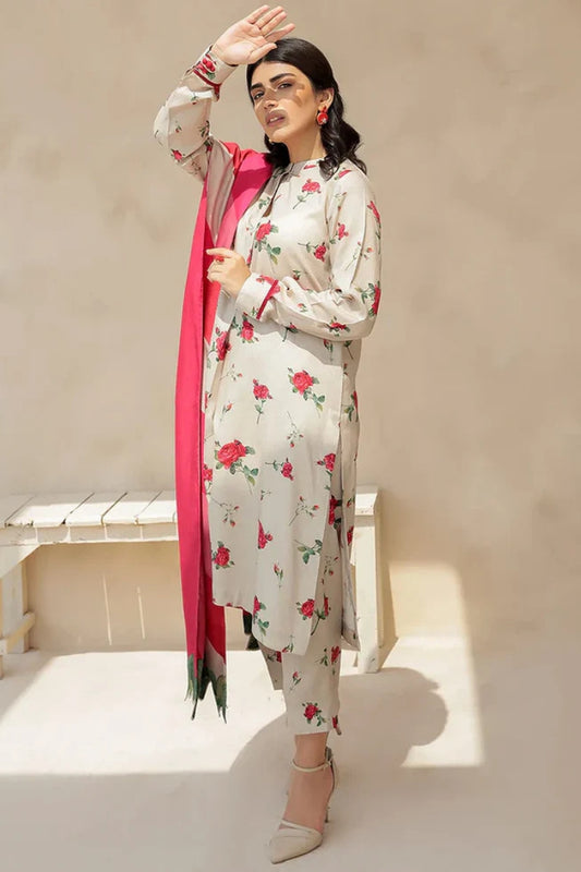 BAROUQE-3PC KARANDI PRINTED SHIRT WITH KARANDI PRINTED DUPATTA AND TROUSER-W.J-1262