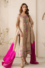 VINTAGE-3PC LAWN EMBROIDERED SHIRT WITH CHIFFON TYE&DYE DUPATTA AND TROUSER-W.J-4768