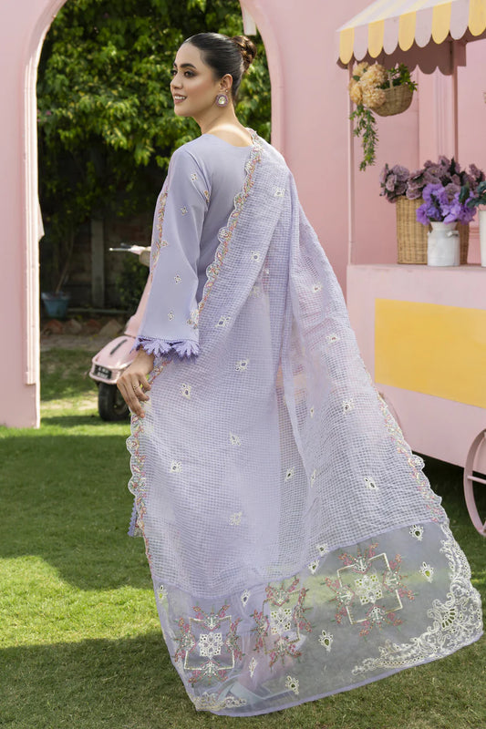 MIRAKHI-3PC LAWN EMBROIDERED SHIRT WITH KHAADI NET EMB DUPATTA & TROUSER-W.J-1764