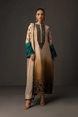 ZAINAB CHOTANI-3PC SHAMOZ SILK PRINT EMBROIDERED SHIRT WITH SOFT SILK PRINT DUPATTA & SILK TROUSER-W.J-9010